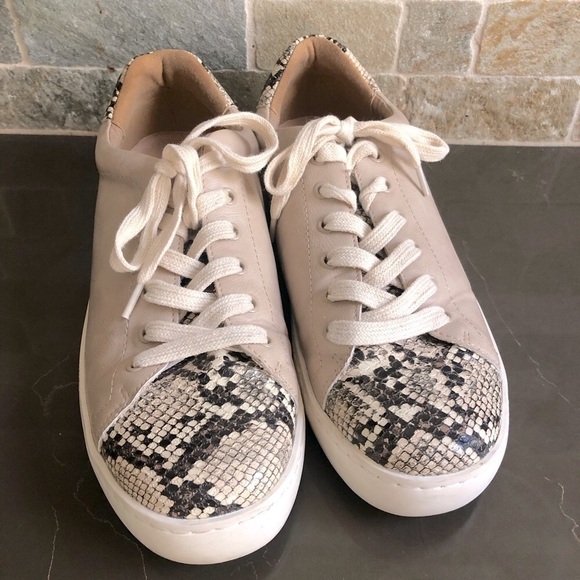 White Raven Impulse Phython Print Beige Faux Leather Sneakers. Size Women’s 9 - Picture 2 of 9